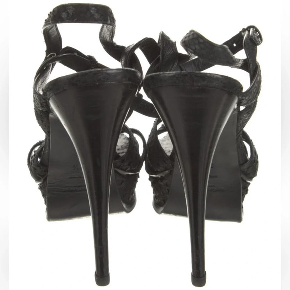 YSL Black Leather Python Tribute Platform Heels Size 9.5 - Picture 8 of 13